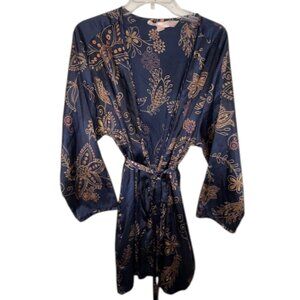 Victoria's Secret Silky Navy and Gold  Wrap Robe- Womens One Size